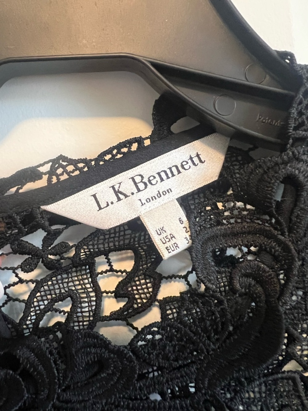 L.K. Bennett Black Floral Lace Short Sleeve Dress - Picture 7 of 8